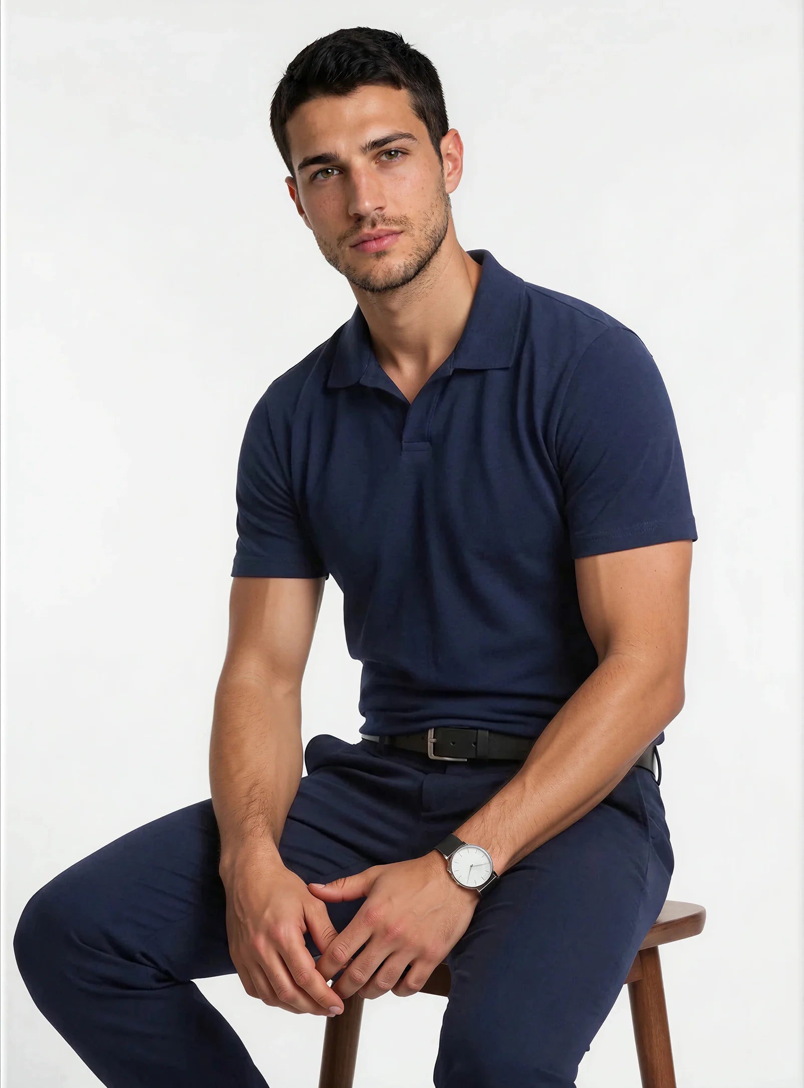 MEN'S POINT ZERO JOHNNY COLLAR POLO - NAVY - Vi-Leen's Fashions