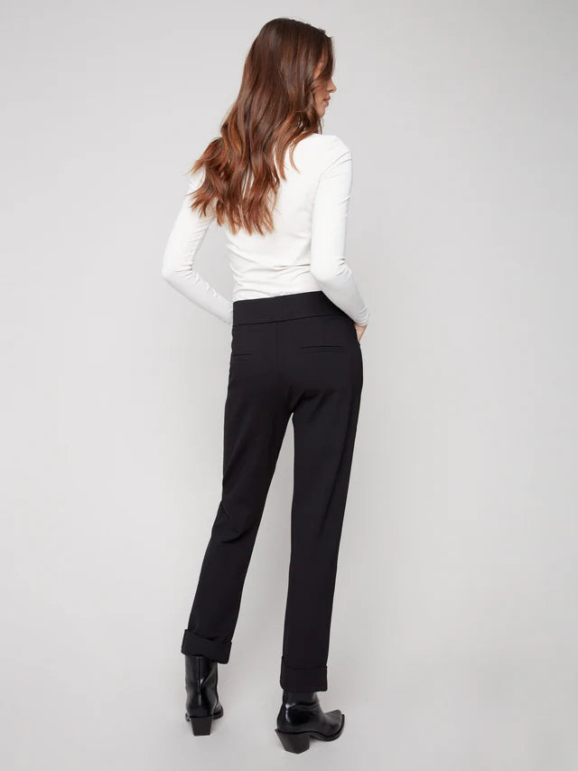 CHARLIE B ROLLED CUFF PANT - BLACK