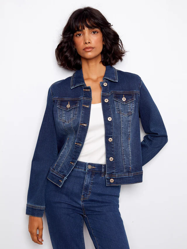CHARLIE B STRETCH DENIM JACKET - INDIGO - Vi-Leen's Fashions