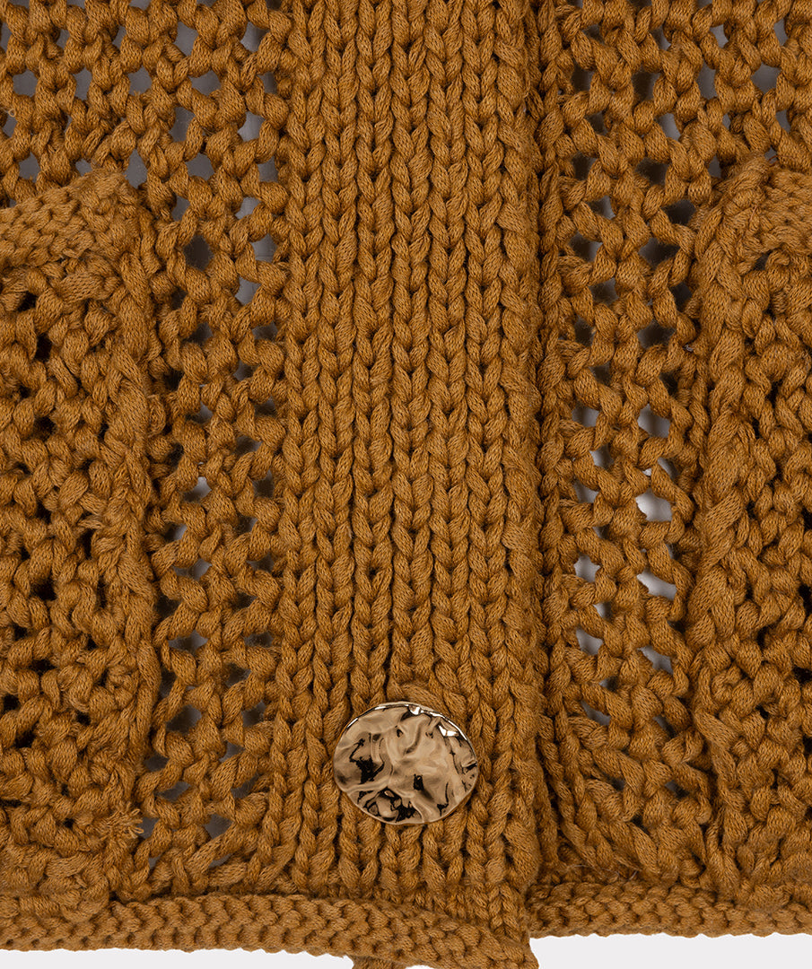 ESQUALO KNIT CARDIGAN WITH GOLD BUTTONS - GOLDEN OLIVE