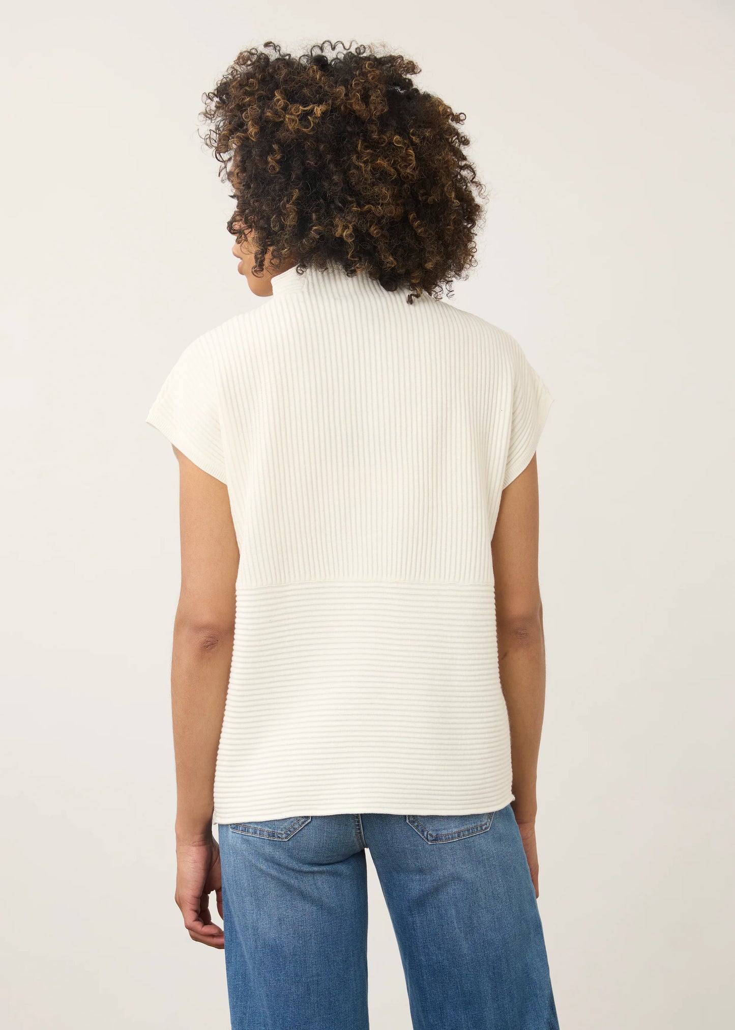 FDJ OTTOMAN CAP SLEEVE SWEATER - CREAM