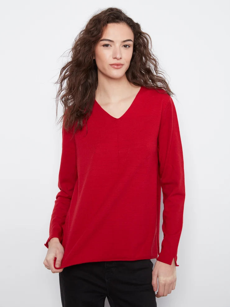 CHARLIE B V-NECK SWEATER - EQUESTRIAN - Vi-Leen's Fashions