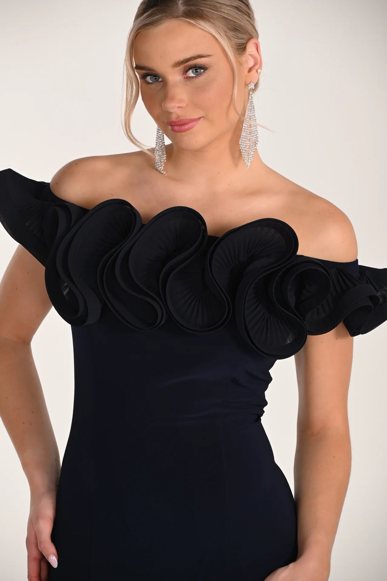 FRANK LYMAN OFF SHOULDER DRESS - BLACK - Vi-Leen's Fashions