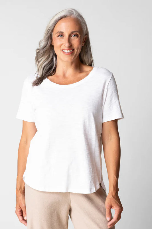 ESCAPE COTTON HIGH LO T-SHIRT - WHITE - Vi-Leen's Fashions
