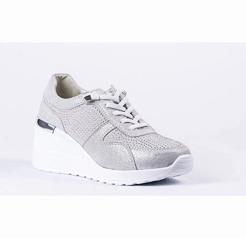 LITTLE EMPRESSES SHIMMERY SNEAKER - SILVER - Vi-Leen's Fashions