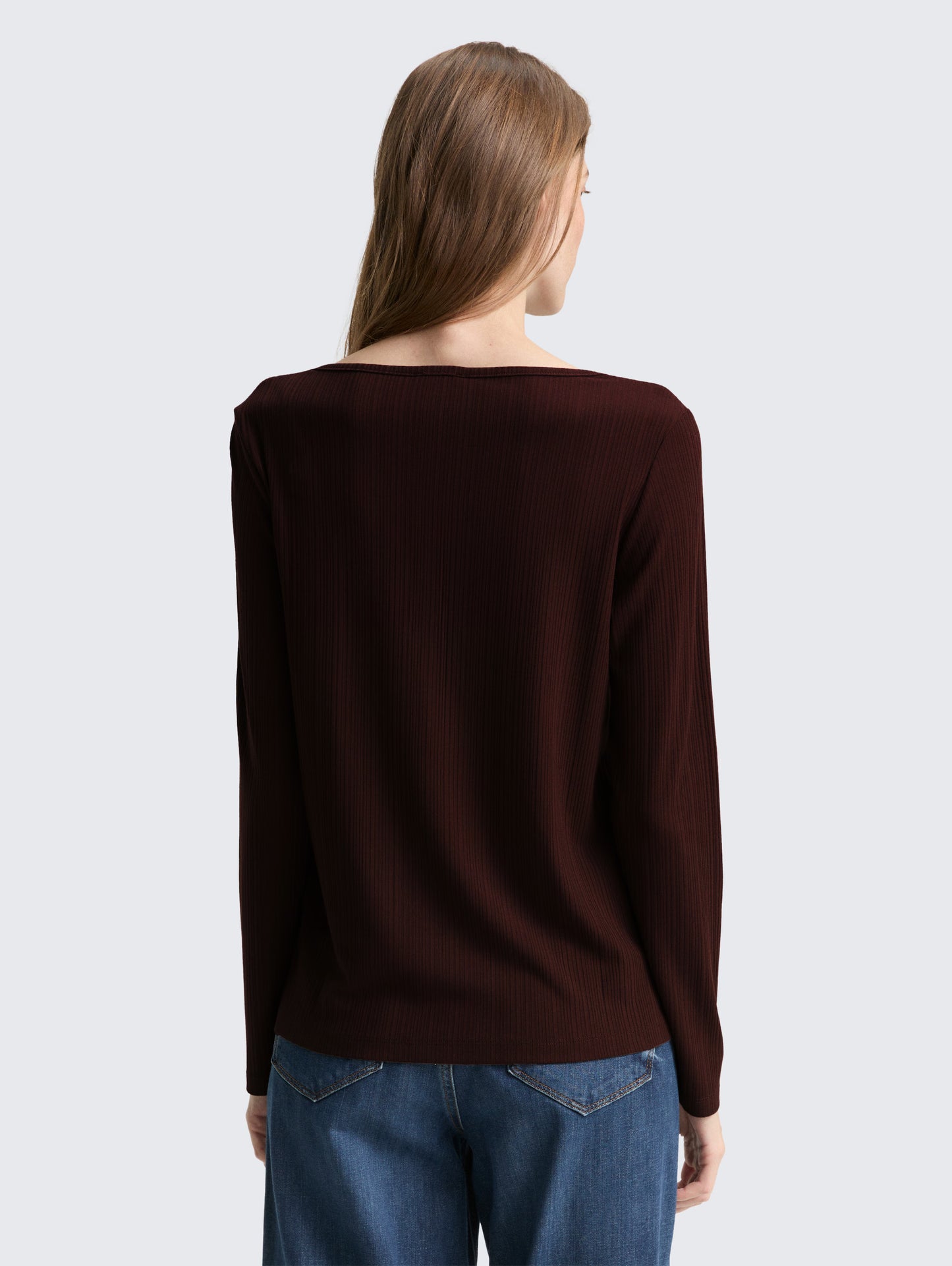 TOM TAILOR HENLEY TOP - PECAN BROWN
