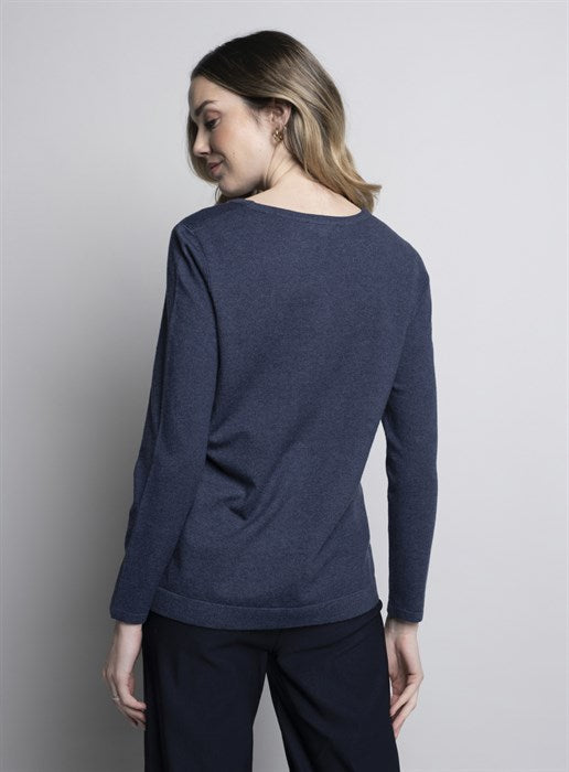 PICADILLY STAR SWEATER - HEATHER DENIM - Vi-Leen's Fashions