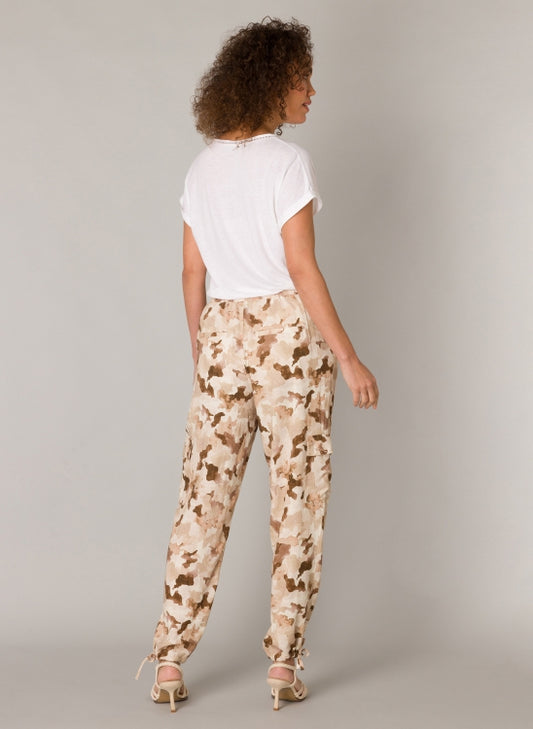 YEST GHISLAINE PRINTED CARGO PANT - SAND - Vi-Leen's Fashions