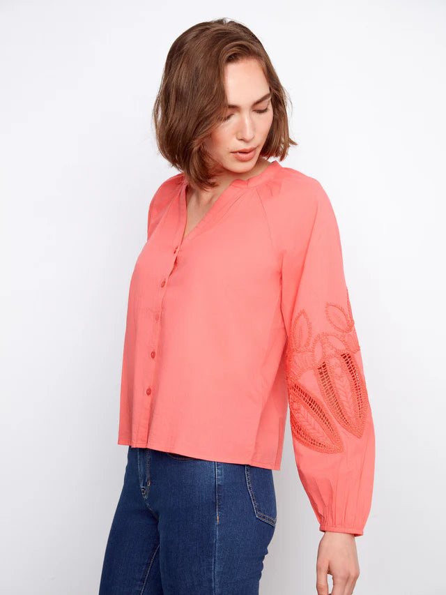 CHARLIE B RAGLAN SLEEVE TOP - SORBET - Vi-Leen's Fashions