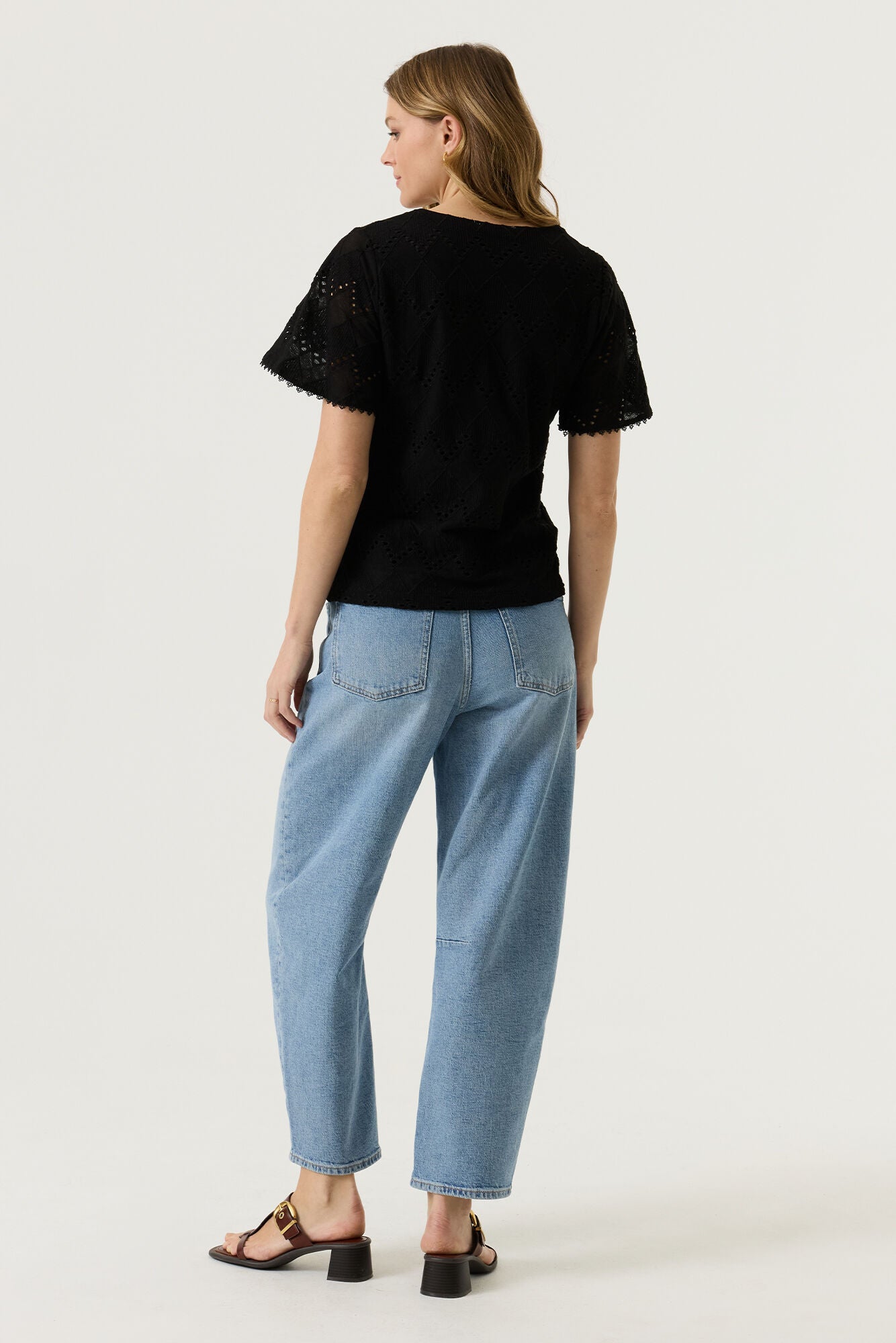 GARCIA ALL OVER EYELET TOP - BLACK - Vi-Leen's Fashions
