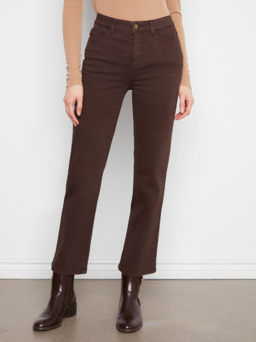 CHARLIE B STRAIGHT LEG TWILL PANT - COFFEE - Vi-Leen's Fashions