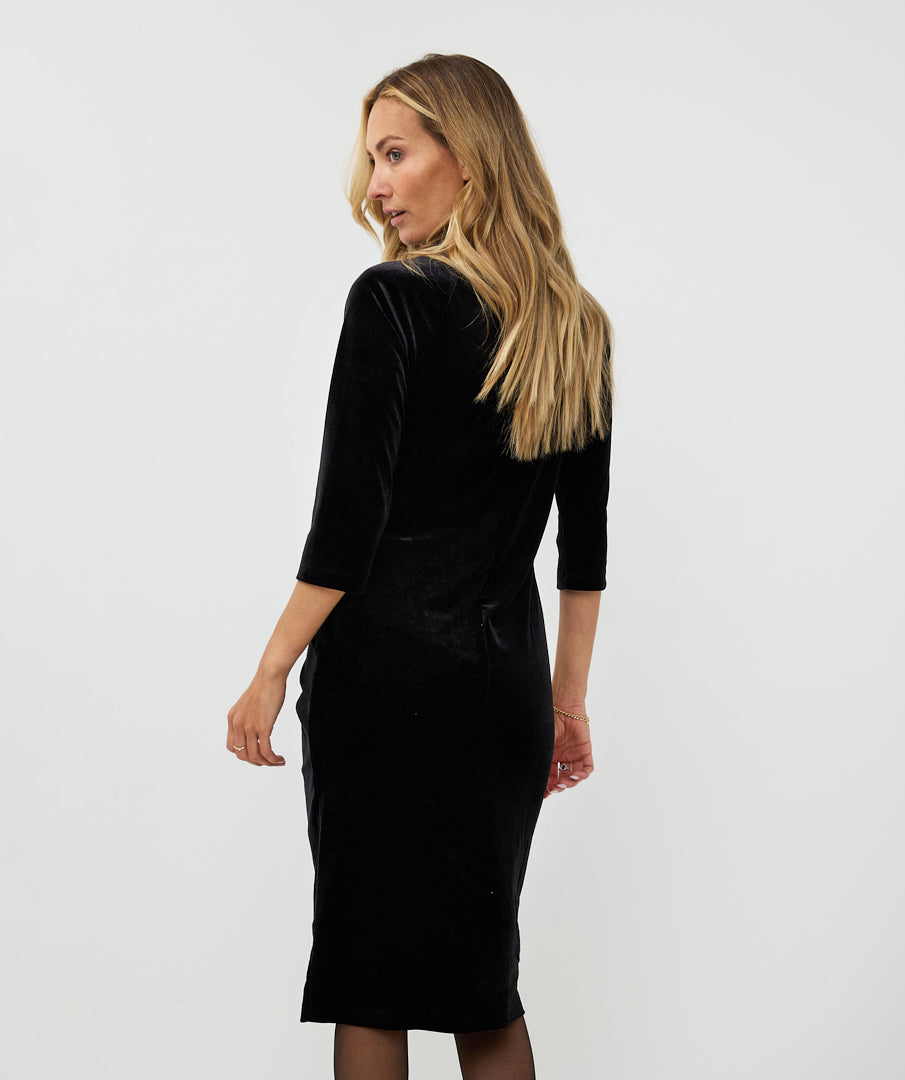 ESQUALO VELOUR BLACK DRESS - Vi-Leen's Fashions