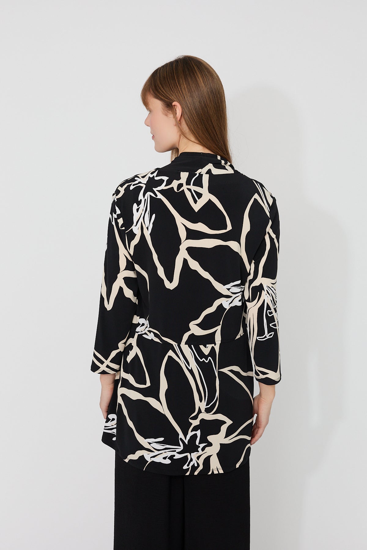 FRANK LYMAN PRINT COVERUP - BLACK/BEIGE - Vi-Leen's Fashions