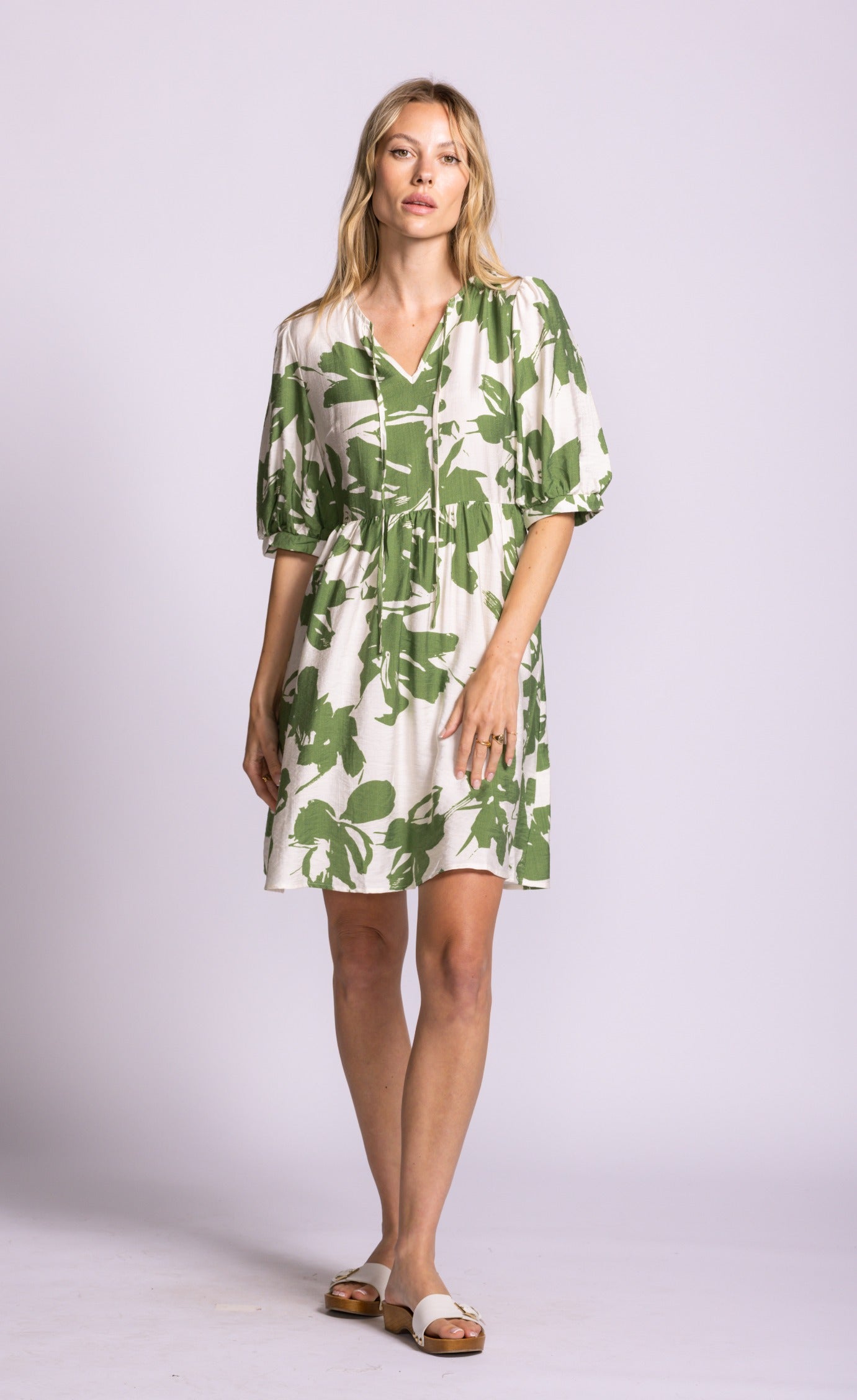 PINK MARTINI BAKMAN DRESS - CREAM/GREEN - Vi-Leen's Fashions