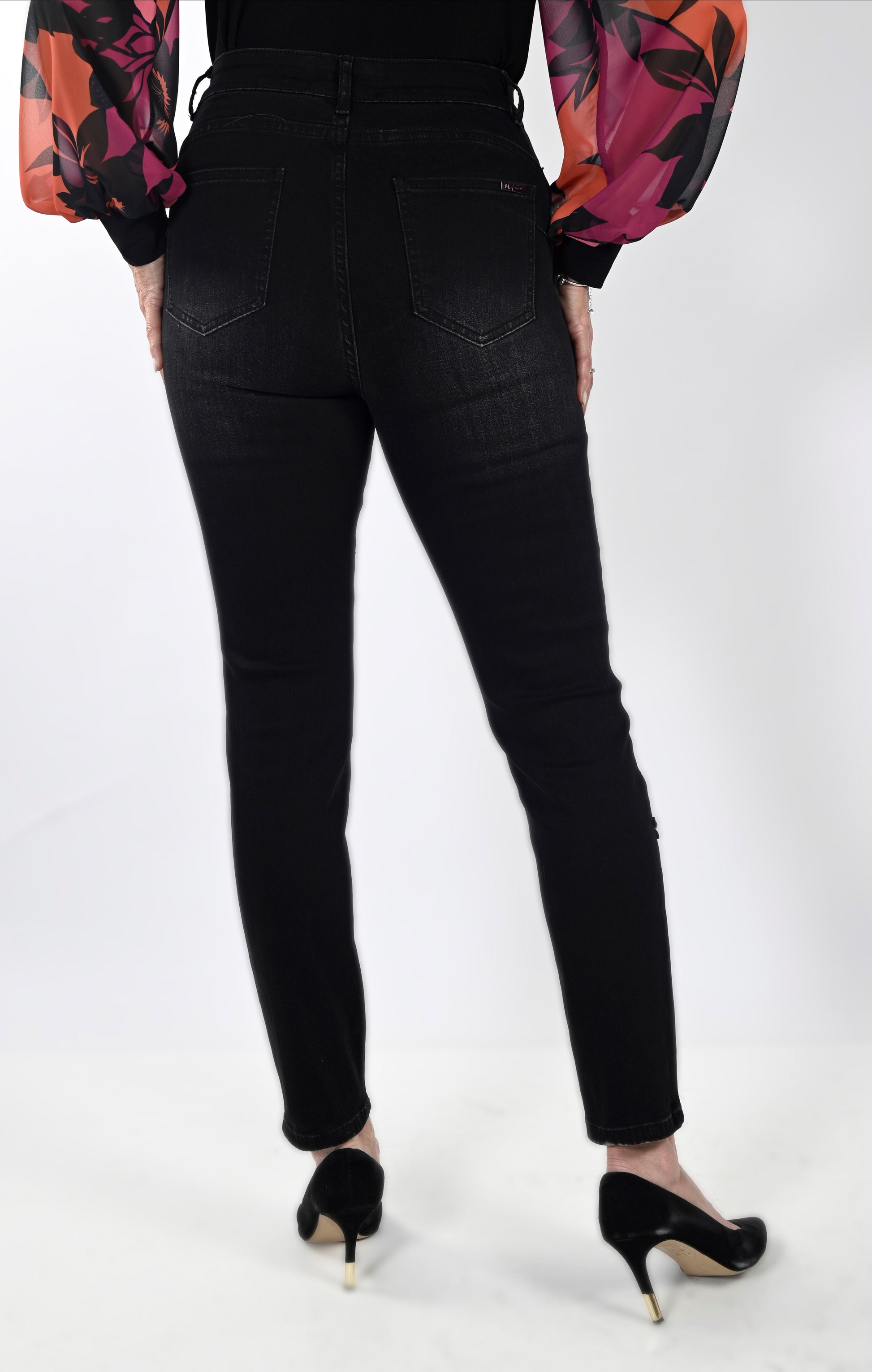 FRANK LYMAN EMBROIDERED FLOWER JEAN - BLACK - Vi-Leen's Fashions