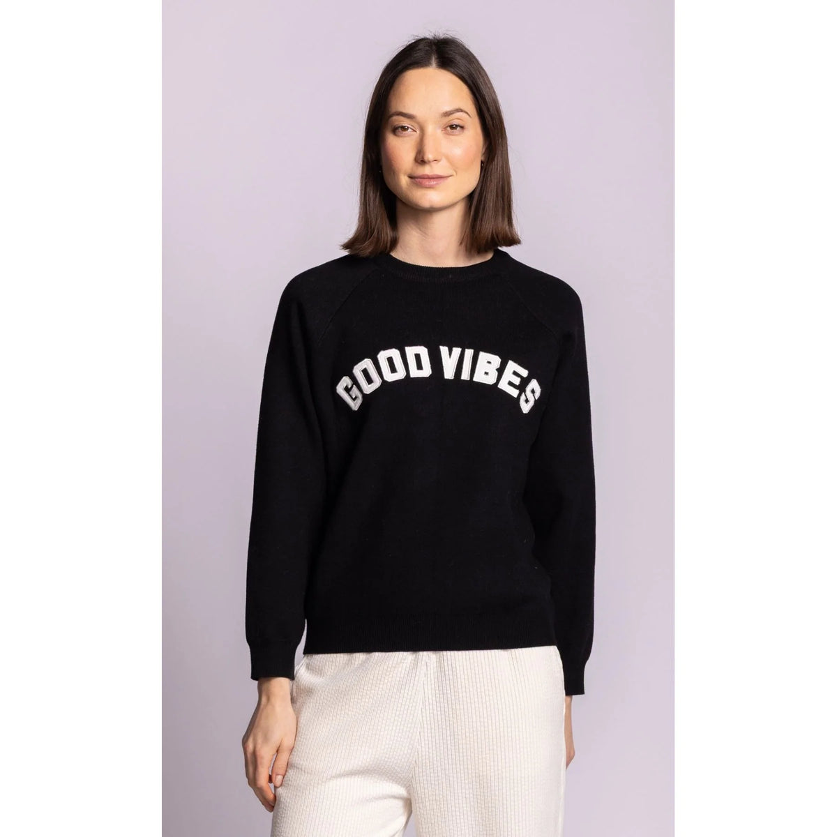 PINK MARTINI GOOD VIBES SWEATER - BLACK - Vi-Leen's Fashions