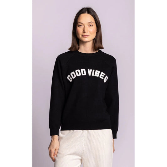 PINK MARTINI GOOD VIBES SWEATER - BLACK - Vi-Leen's Fashions