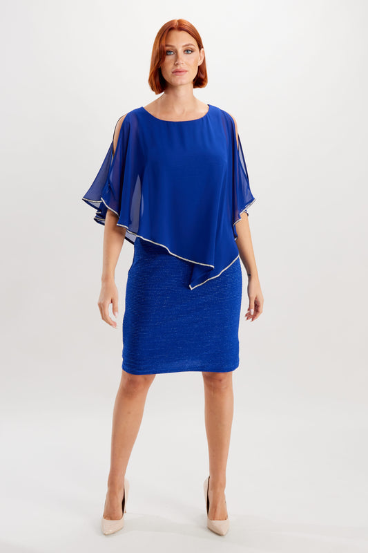 FRANK LYMAN RHINESTONE TRIM DRESS - ROYAL
