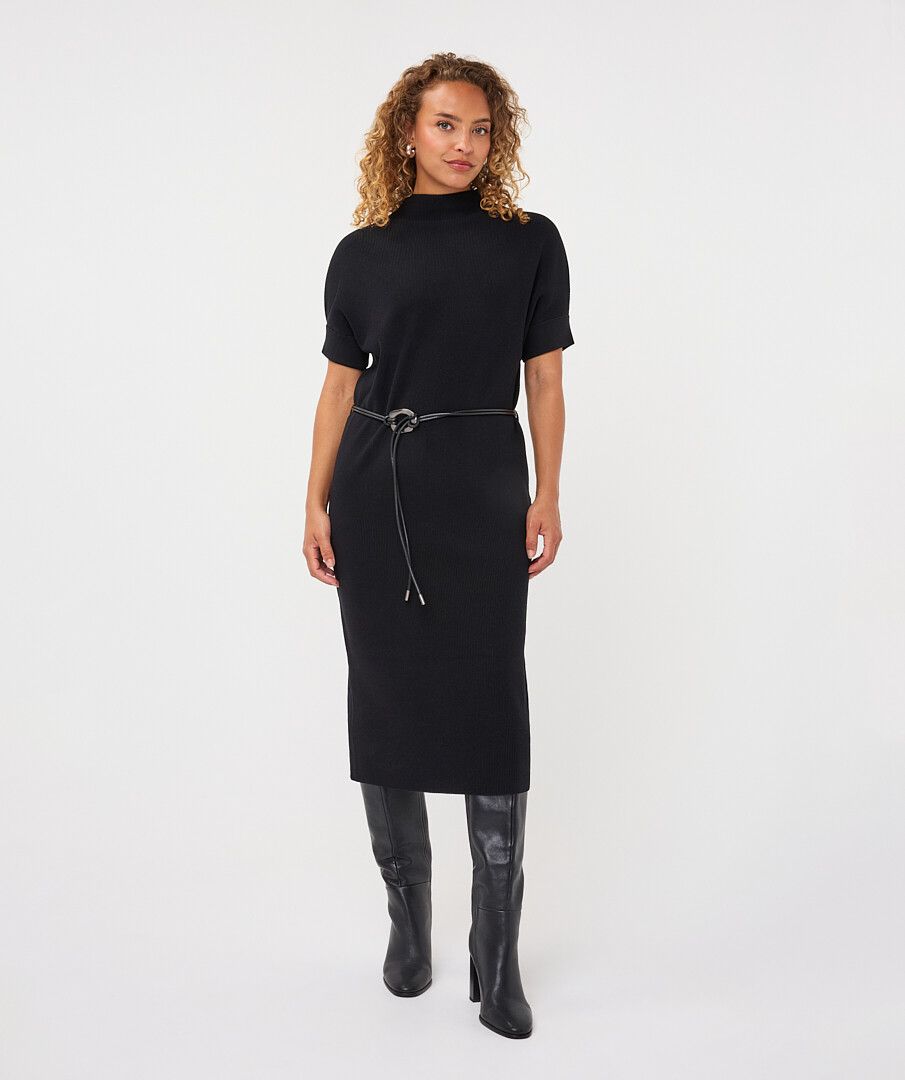 ESQUALO LONG KNIT DRESS - BLACK