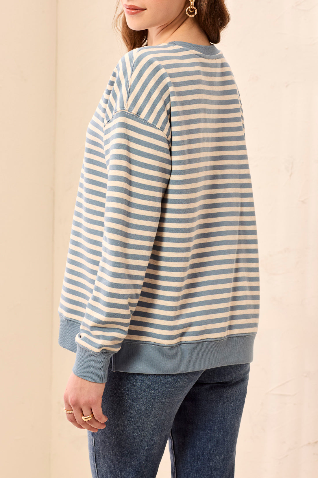 TRIBAL STRIPE SWEATSHIRT - BLUE FOG