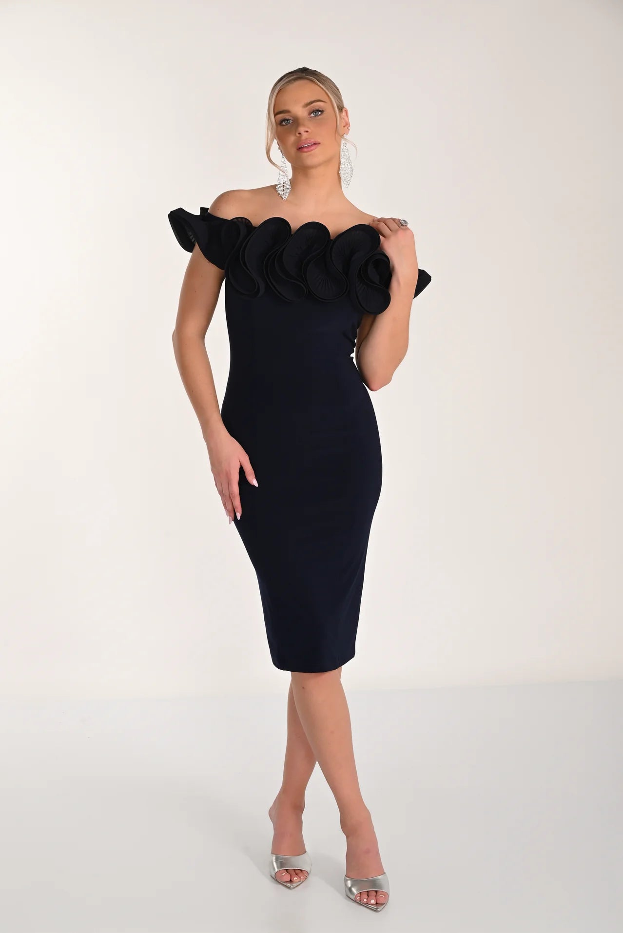 FRANK LYMAN OFF SHOULDER DRESS - BLACK - Vi-Leen's Fashions