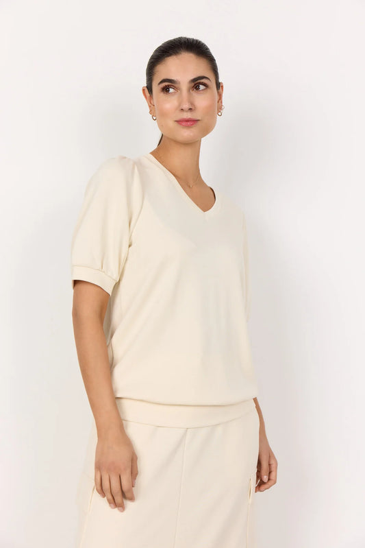 SOYACONCEPT BANU V-NECK TOP - CREAM - Vi-Leen's Fashions