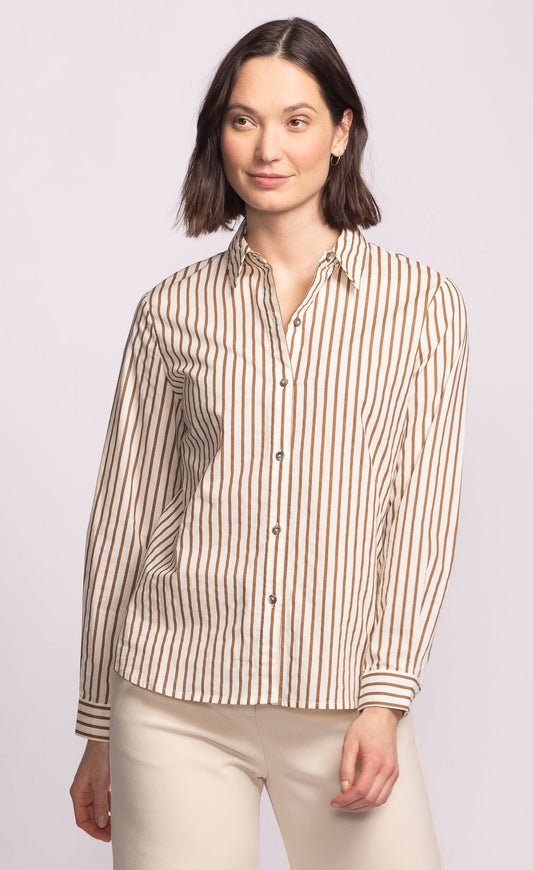 PINK MARTINI SAPPHIRE BLOUSE - BROWN STRIPE