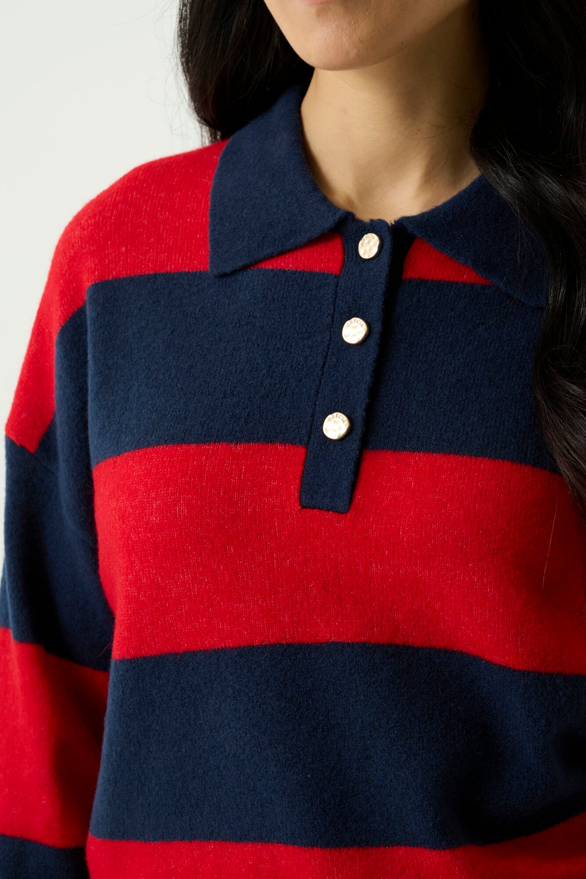 GARCIA POLO STRIPE SWEATER - SAPPHIRE MIST