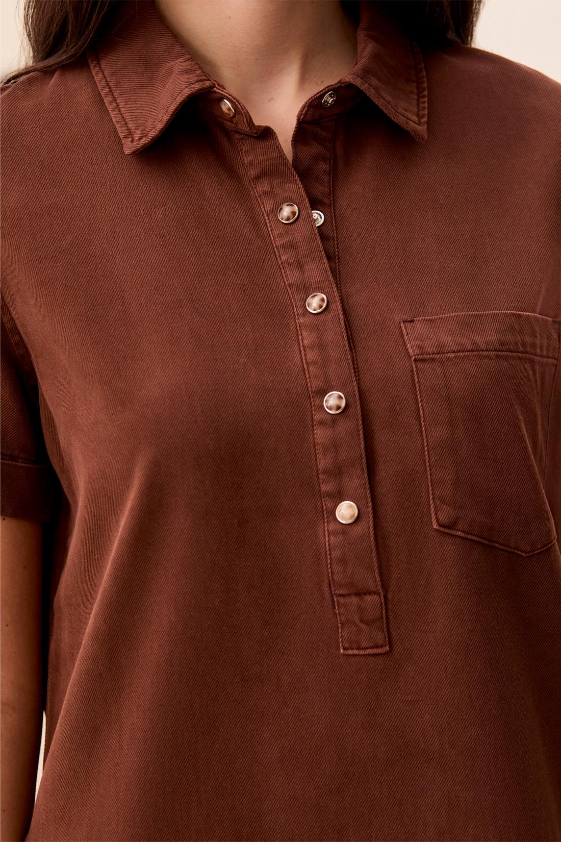 TRIBAL POP OVER SHIRT DRESS - RUSTIC BROWN