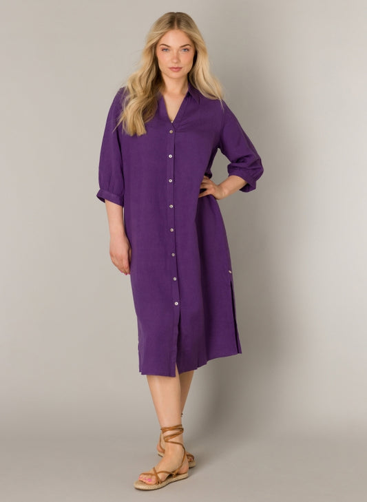 YEST ZENDAYA LINEN DRESS - PURPLE - Vi-Leen's Fashions