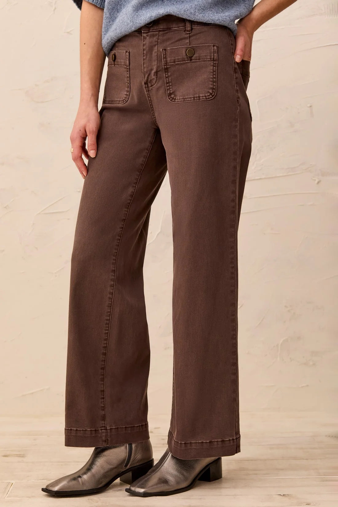 TRIBAL SOPHIA CURVY STRAIGHT PANT - SADDLE BROWN