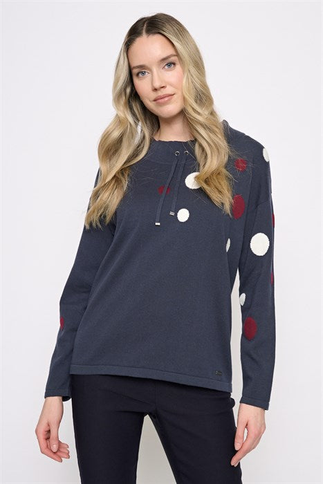 PICADILLY POLKA DOT TOP - DENIM BLUE MULTI