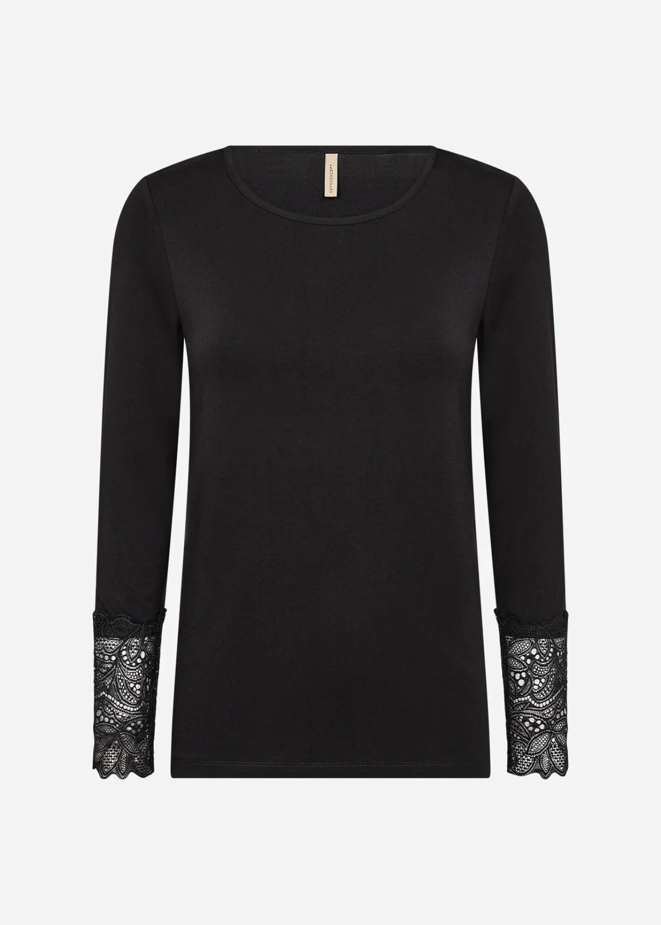 SOYACONCEPT MARICA TOP WITH LACE CUFF - BLACK