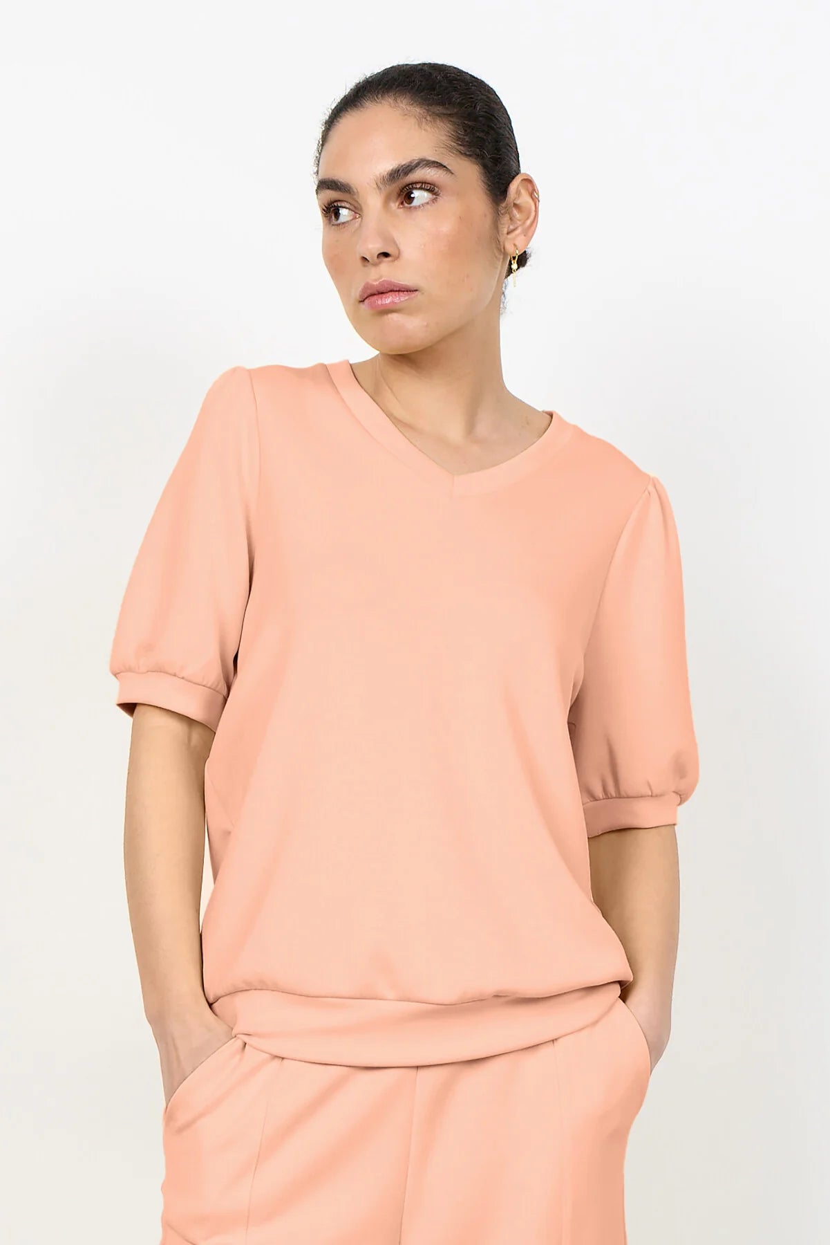 SOYACONCEPT BANU V-NECK TOP - SALMON - Vi-Leen's Fashions