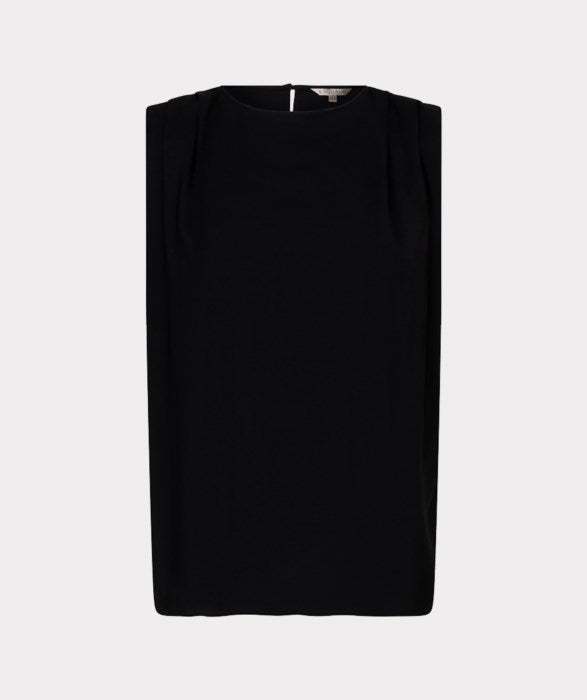 ESQUALO PINTUCK SHOULDER TOP - BLACK - Vi-Leen's Fashions