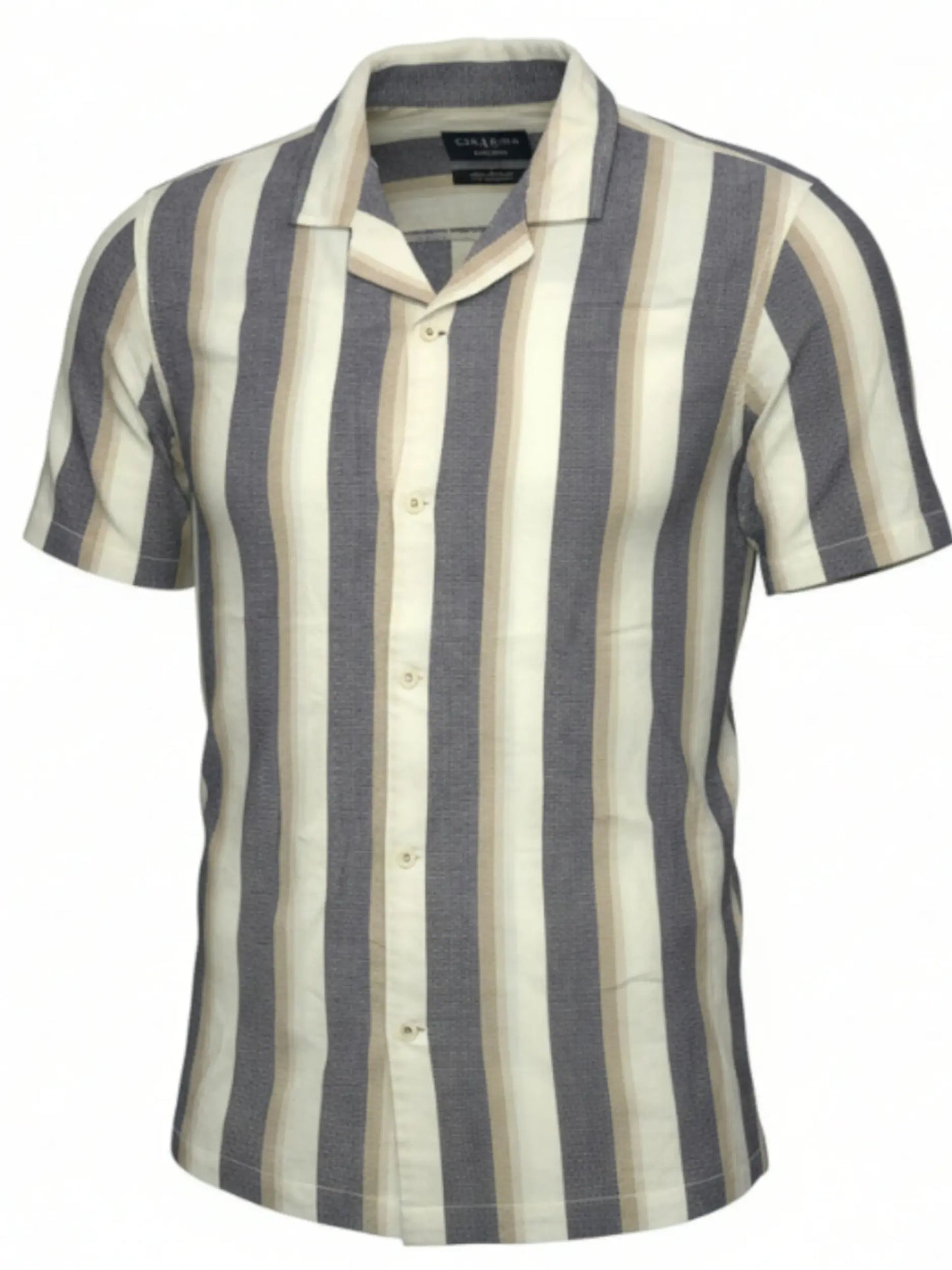 MEN'S POINT ZERO COTTON STRIPE SHIRT - EGGSHELL