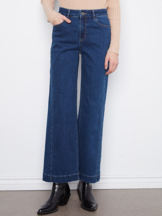 CHARLIE B WIDE LEG JEAN WITH SIDE PANEL - INDIGO - Vi-Leen's Fashions