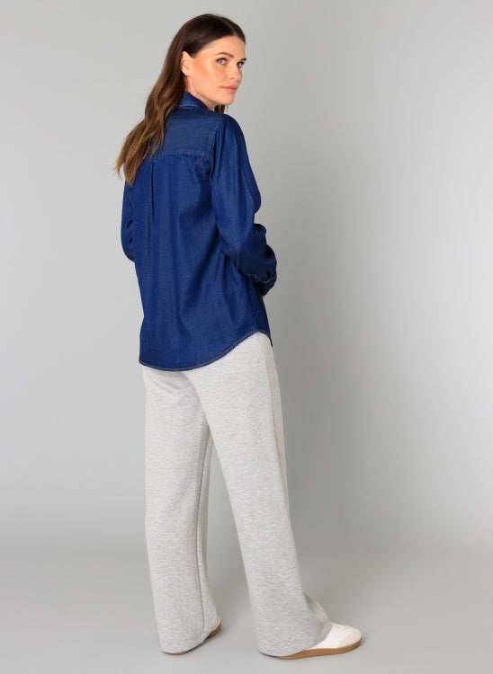YEST BEATRICE BLOUSE - DARK BLUE DENIM