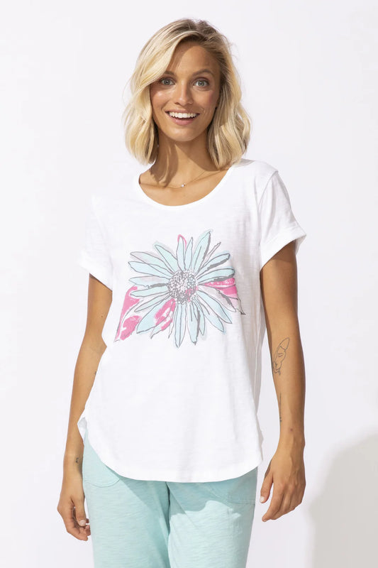 ESCAPE COTTON SLUB CUFF SLEEVE T-SHIRT - WHITE - Vi-Leen's Fashions