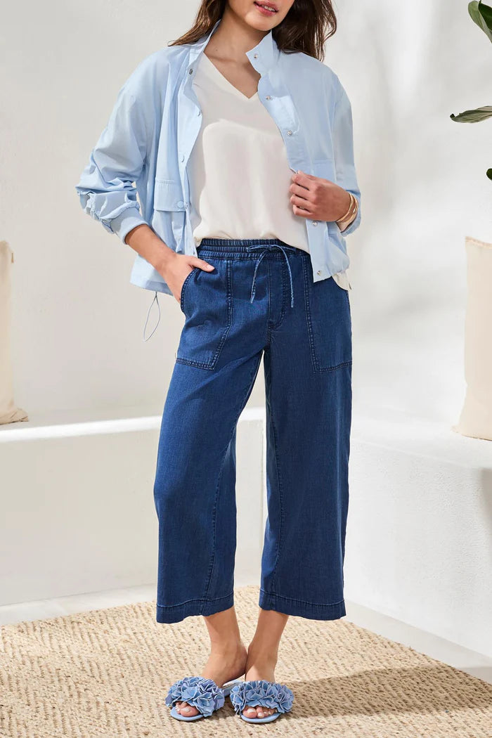 TRIBAL AUDREY WIDE CROP PANT - SEA HAVEN - Vi-Leen's Fashions