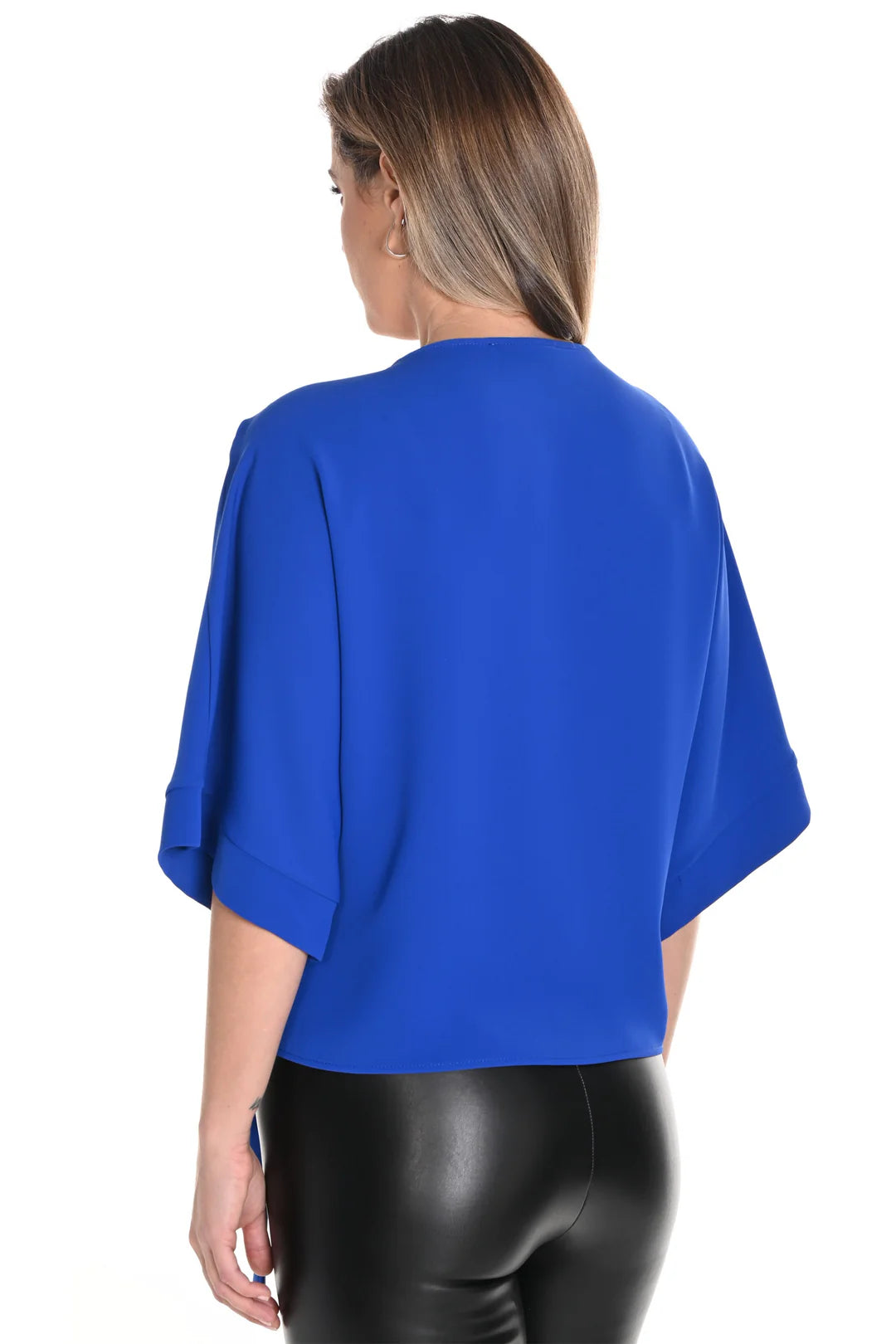 FRANK LYMAN WOVEN TIE FRONT TOP - ROYAL