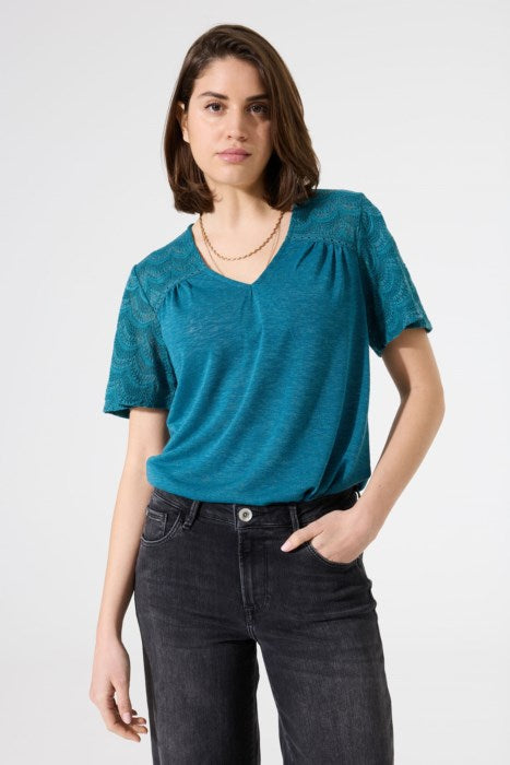 GARCIA V-NECK TOP - BLUE LAGOON
