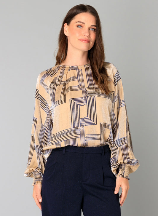 YEST BILLIE BLOUSE - SAND/NAVY