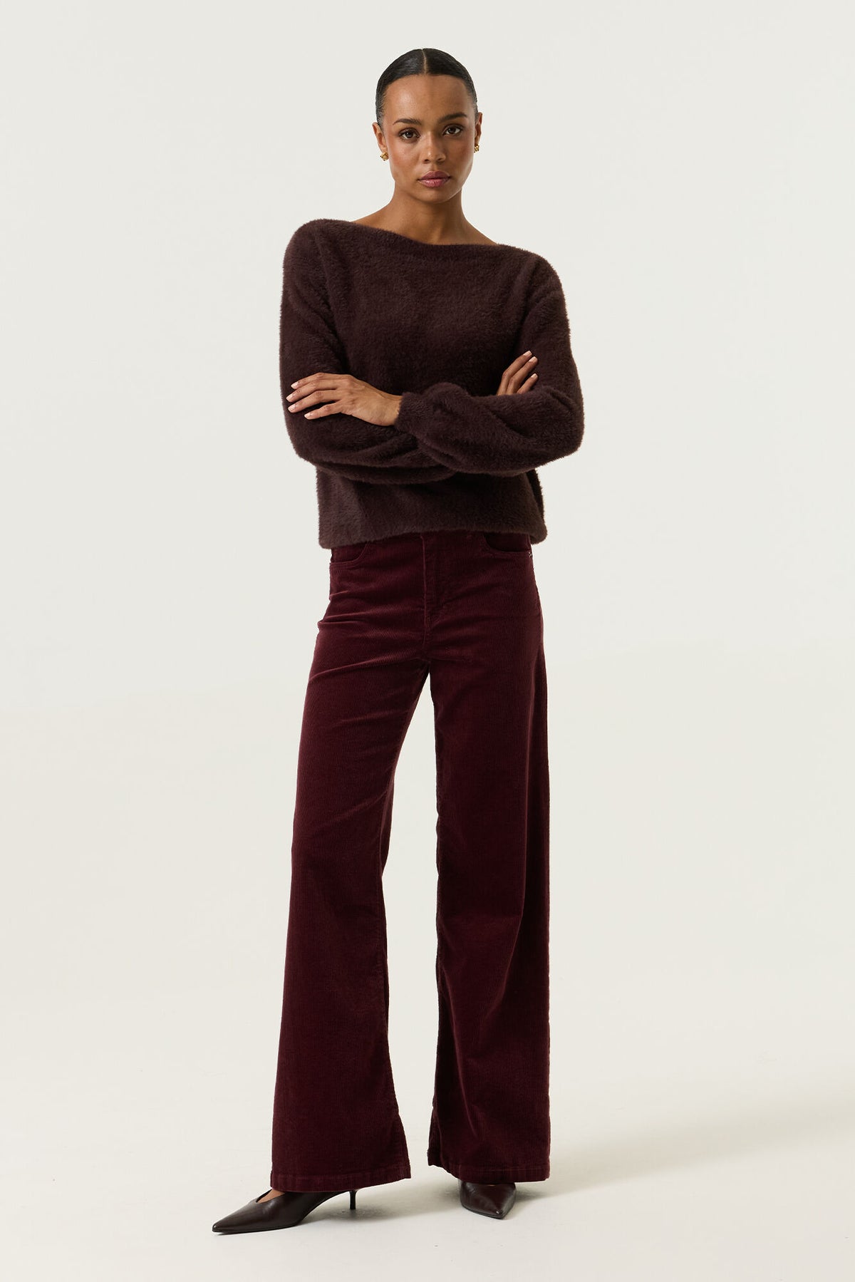 GARCIA WIDE LEG CORDUROY PANT - ROSEWOOD - Vi-Leen's Fashions