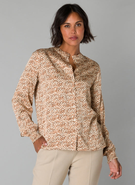 YEST OCTAVIA PRINT BLOUSE - SAND/CINNAMON - Vi-Leen's Fashions