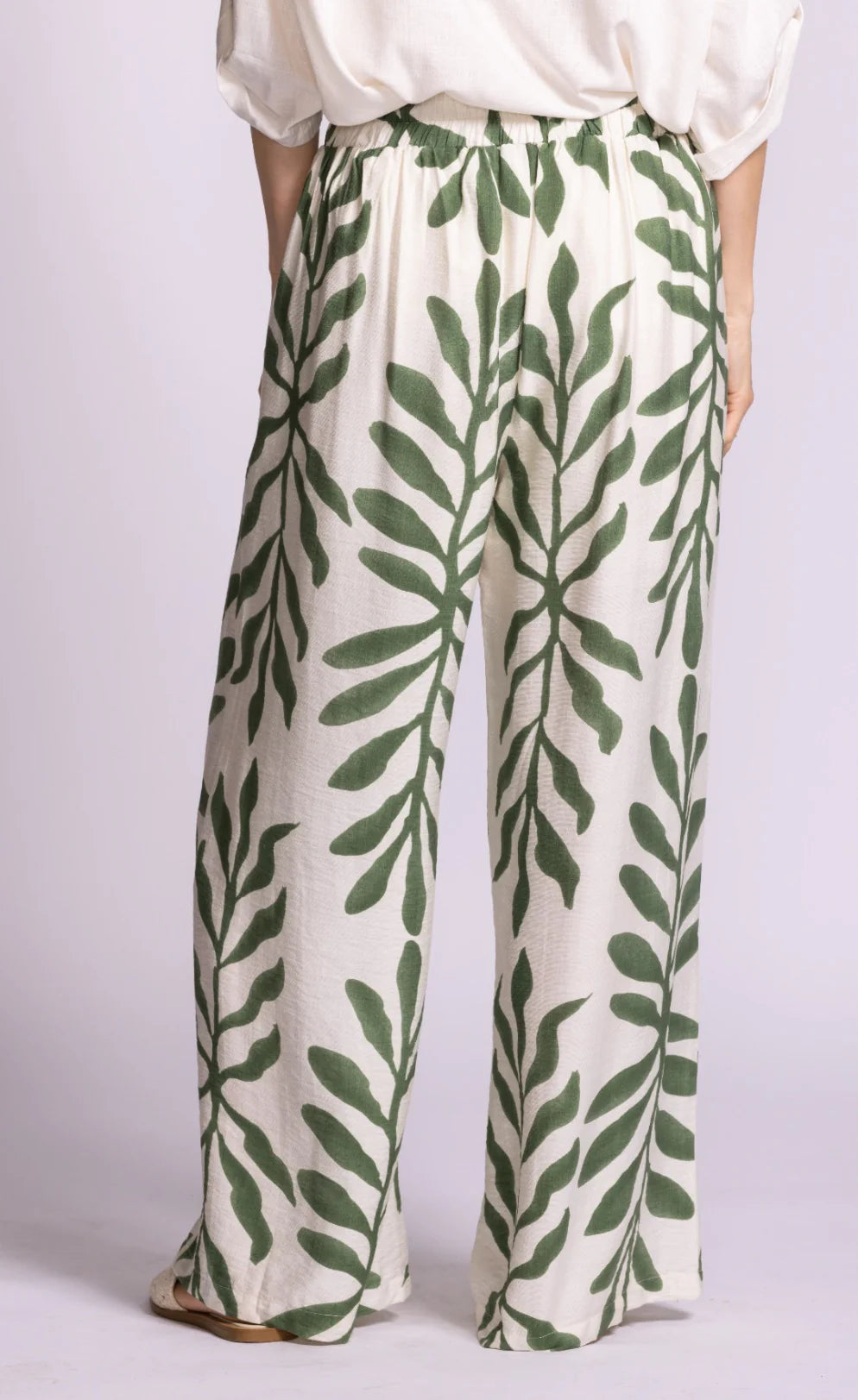 PINK MARTINI RIVERSIDE PANT - CREAM/GREEN - Vi-Leen's Fashions