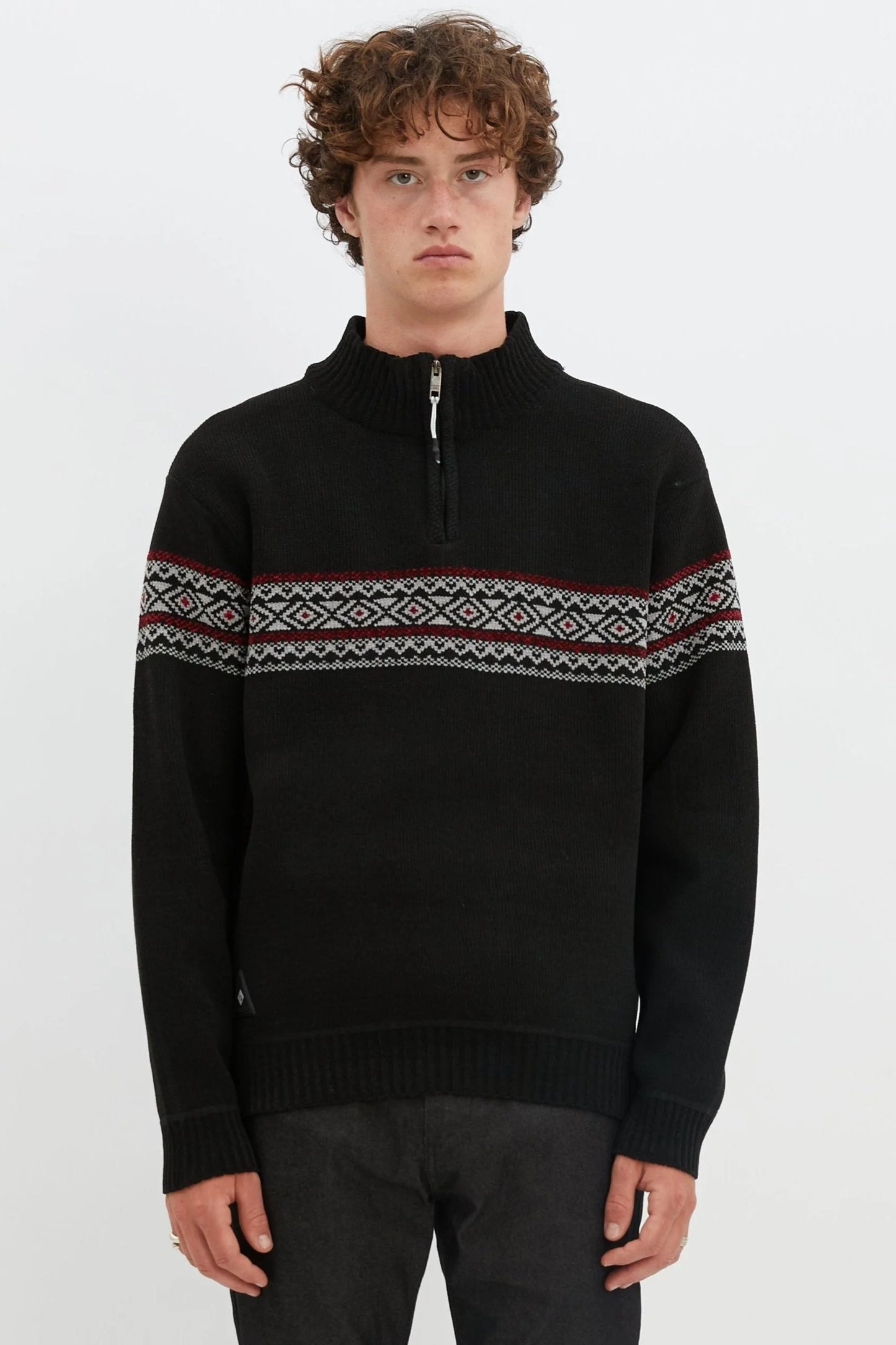 MEN'S POINT ZERO BONDED CHENILLE SWEATER - BLACK