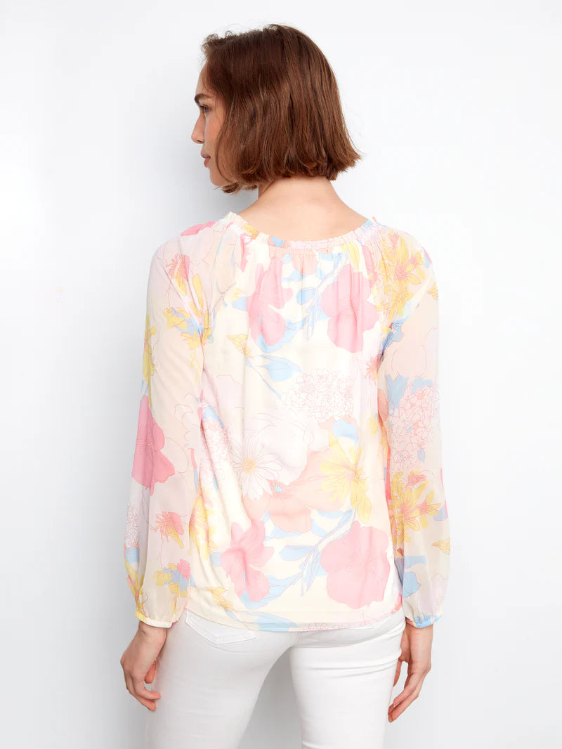 CHARLIE B PRINTED RAGLAN SLEEVE TOP - ROMANTIC - Vi-Leen's Fashions