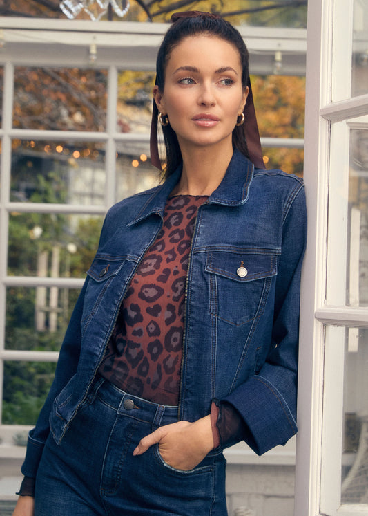 FDJ ZIP FRONT DENIM JACKET - DARK BLUE