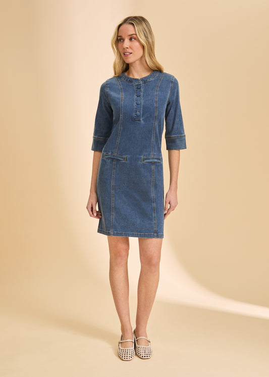 FDJ SHIFT DENIM DRESS - MEDIUM WASH - Vi-Leen's Fashions